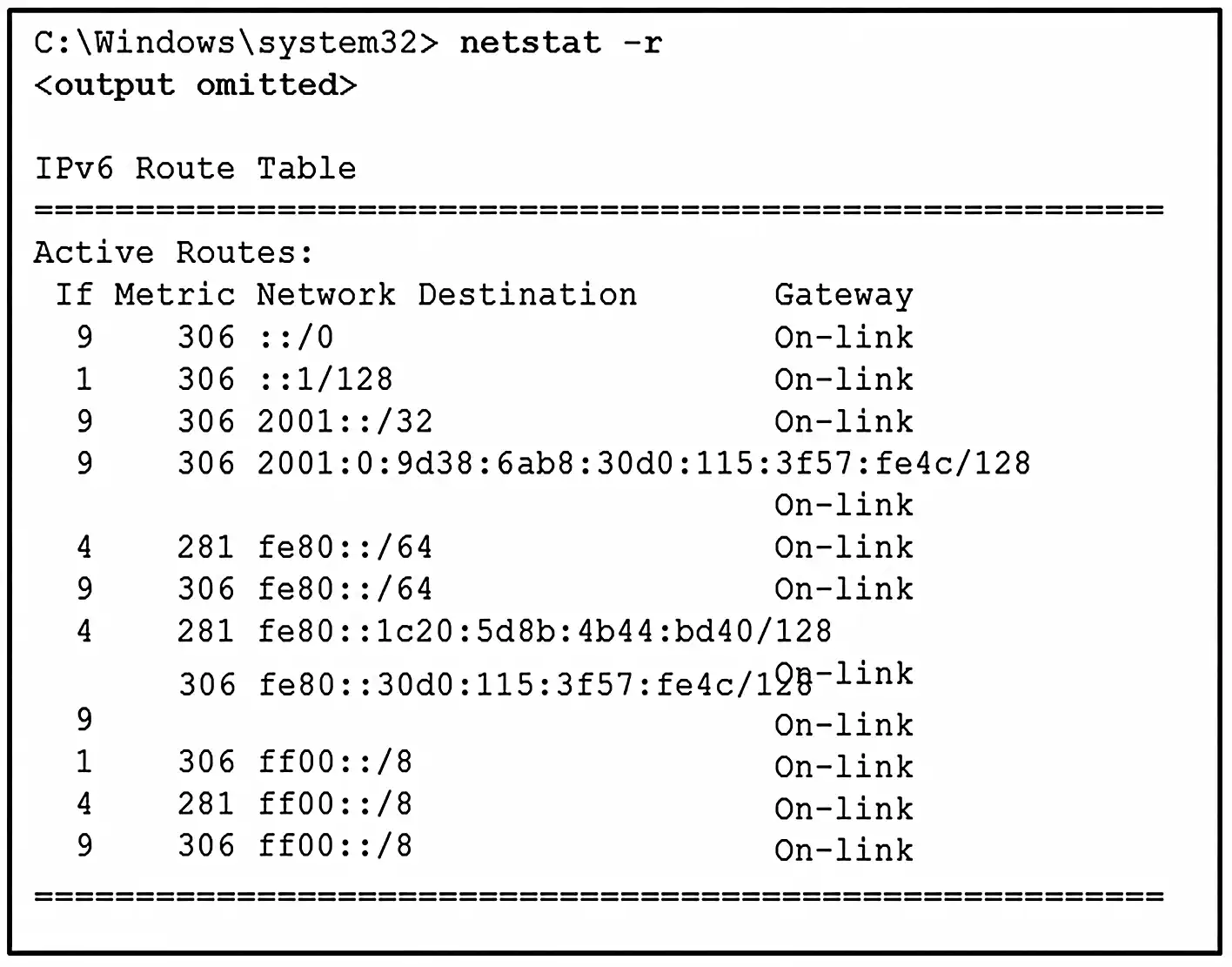 netstat -r
