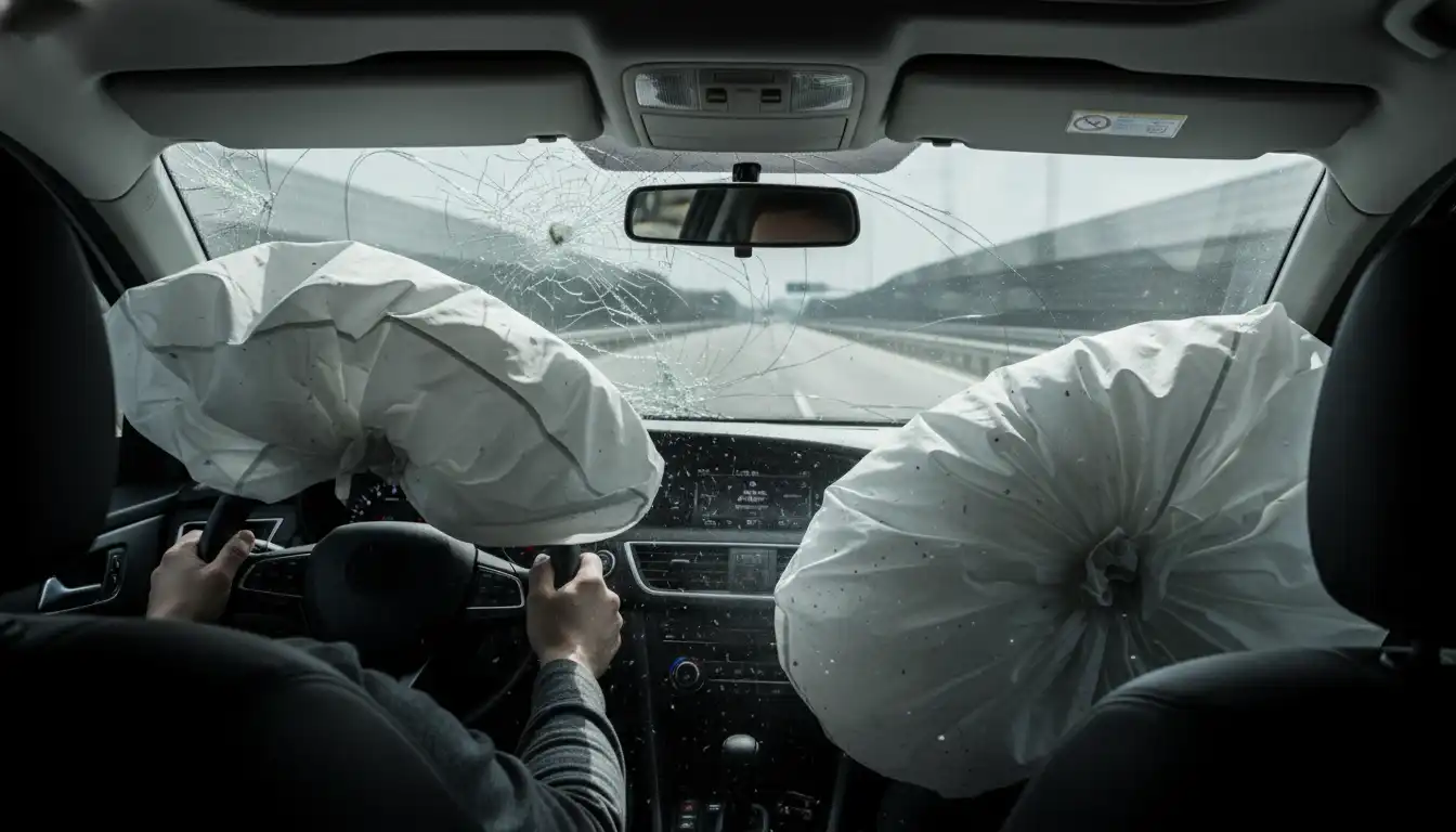 Airbags deploying in a crash