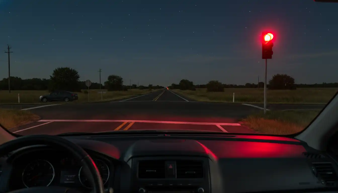 Flashing red traffic light