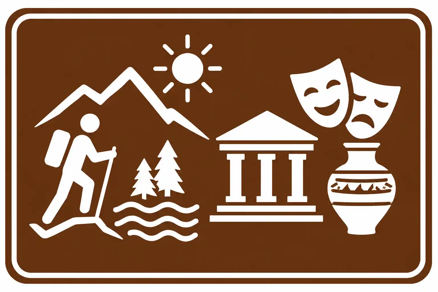 Brown recreation and cultural interest sign