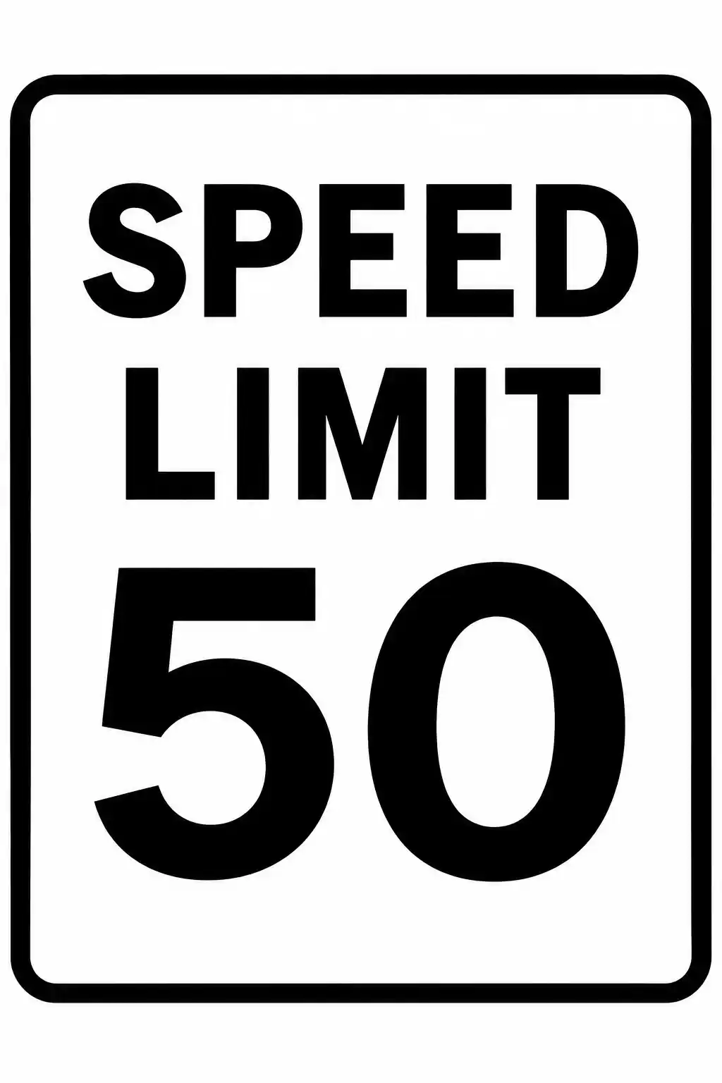 White rectangular regulatory speed limit sign