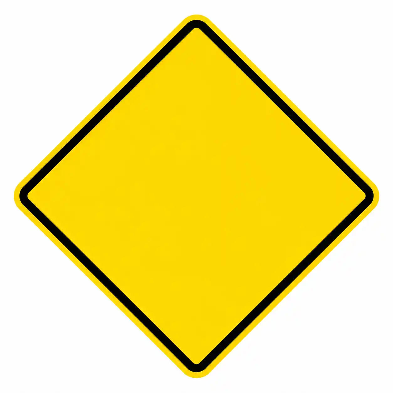 Blank yellow diamond warning sign