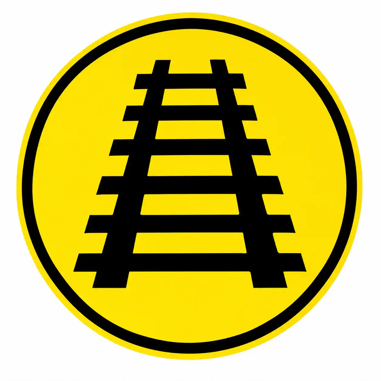 Round yellow railroad advance warning sign