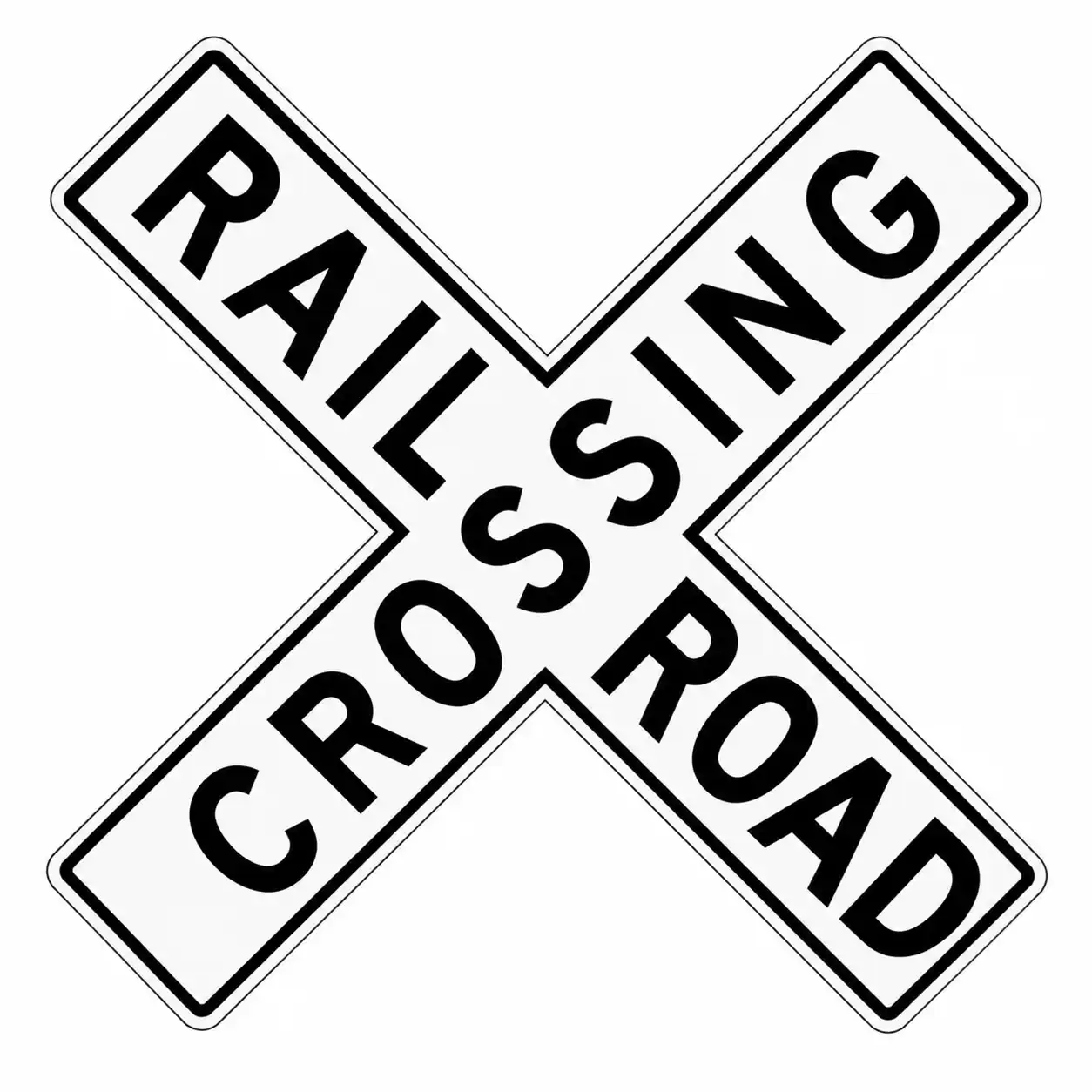 White crossbuck railroad crossing sign