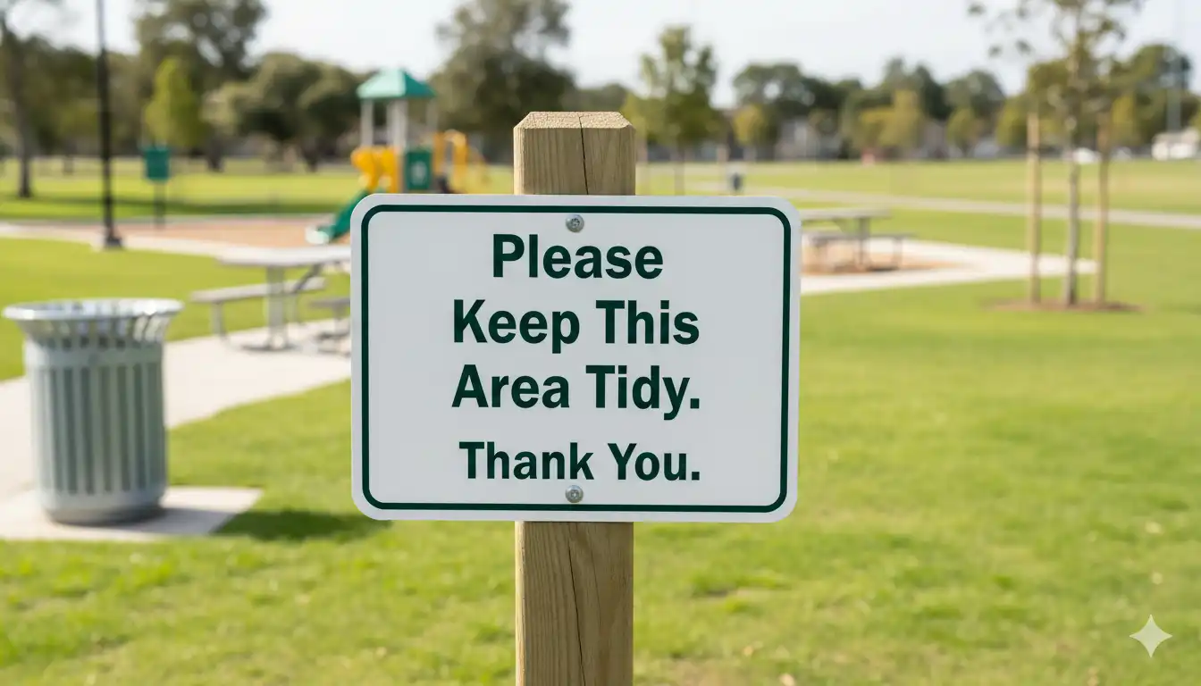 Keep tidy notice sign