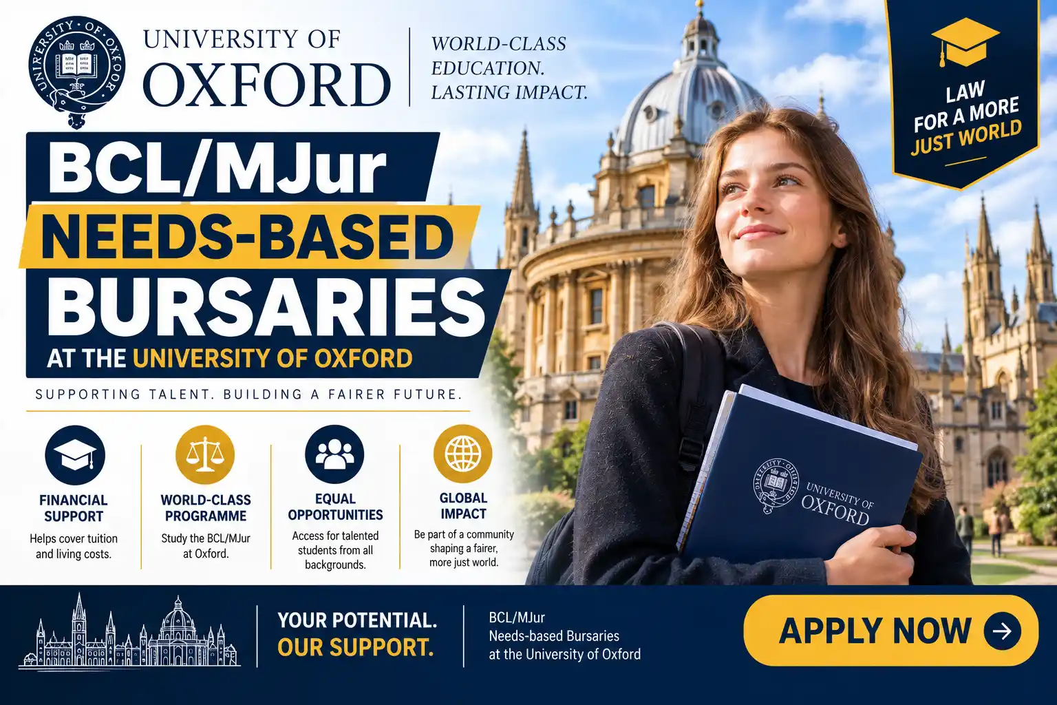 University of Oxford BCL/MJur Needs-Based Bursaries - £20,000 Award