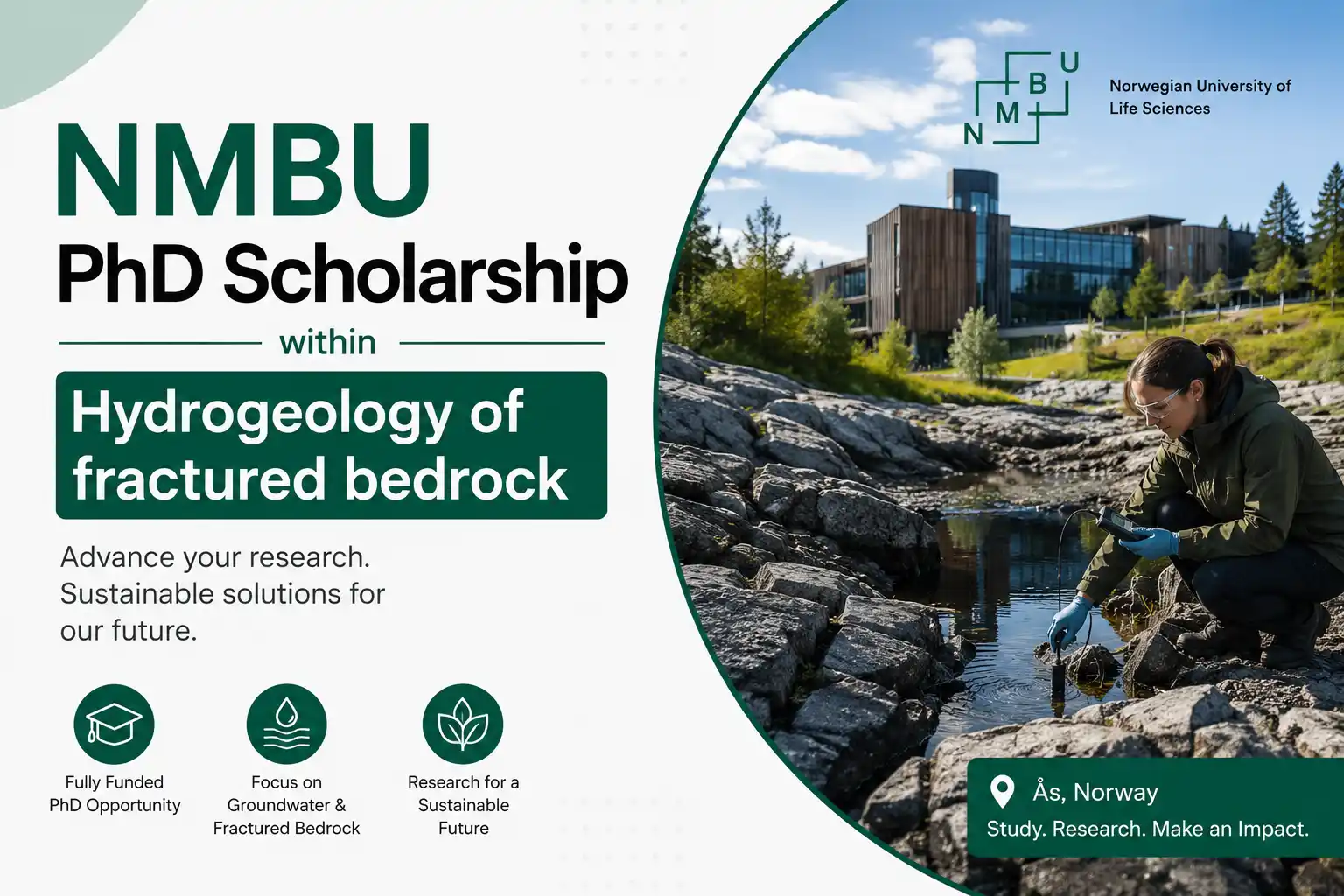 NMBU PhD Scholarship - Hydrogeology of Fractured Bedrock