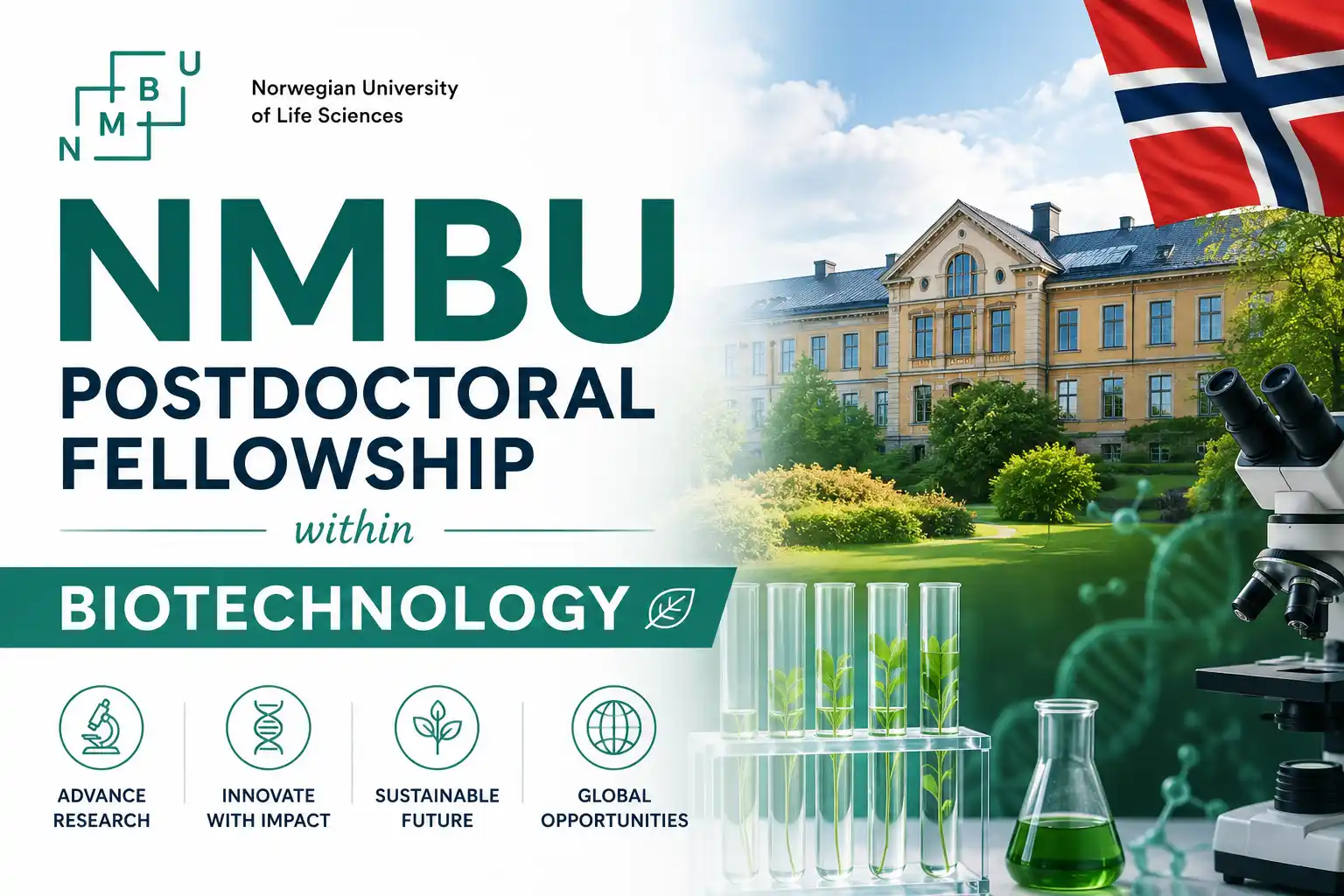 NMBU Postdoctoral Fellowship in Biotechnology - Norway