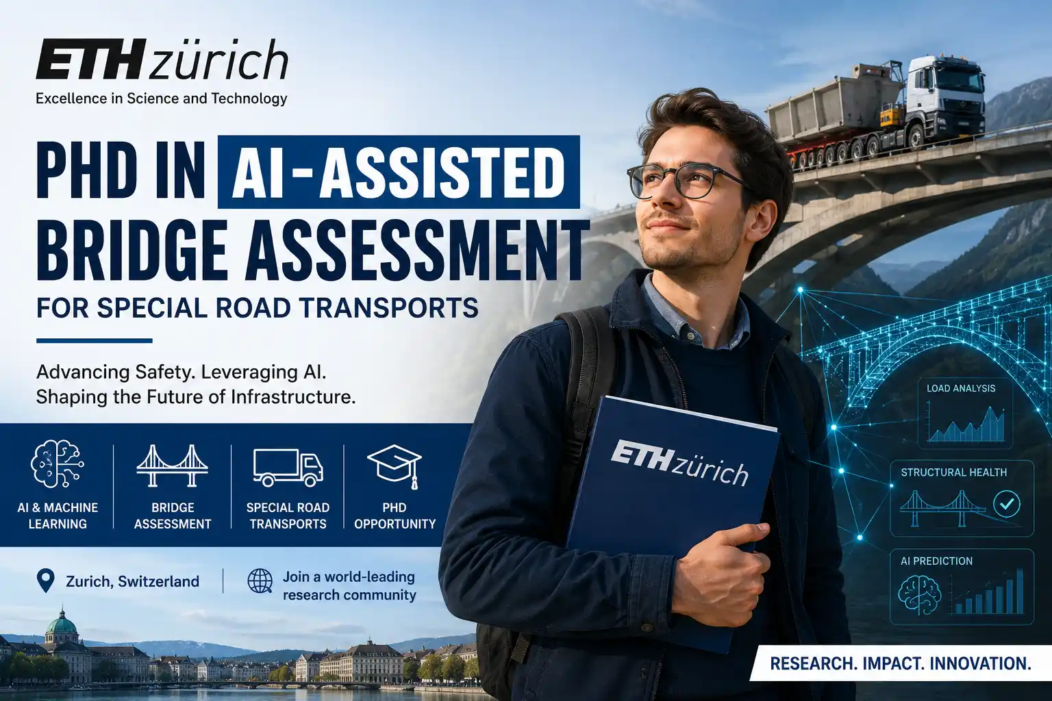 ETH Zurich PhD Scholarship - AI-Assisted Bridge Assessment for Special Road Transports