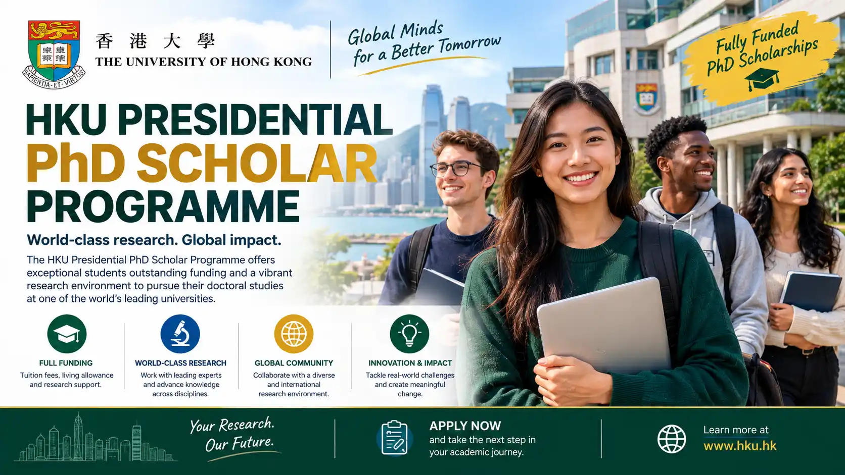 HKU Presidential PhD Scholar Programme - Up to HK$445,800 Package